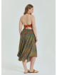 Gipe Detailed Waist Tied Petrol Plus Size Skirt 4589